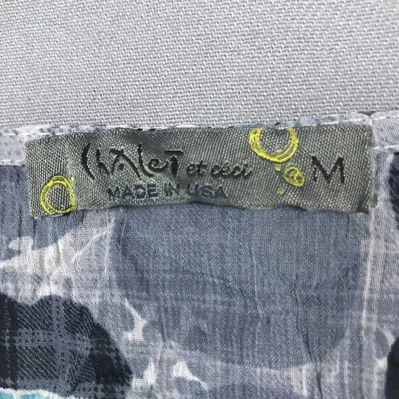 Chalet Et Ceci Womens Size Medium Long Sleeve Top Crinkled Lagenlook Art to Wear - Picture 9 of 16